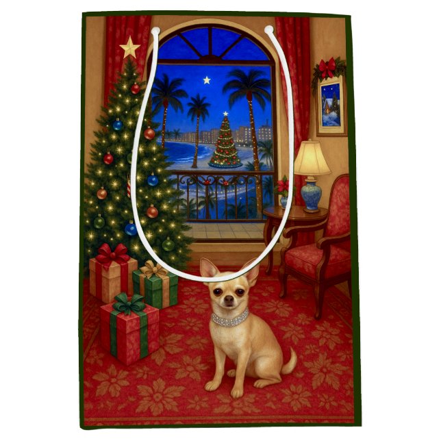 Chihuahua Holiday  Mittlere Geschenktüte (Vorderseite)