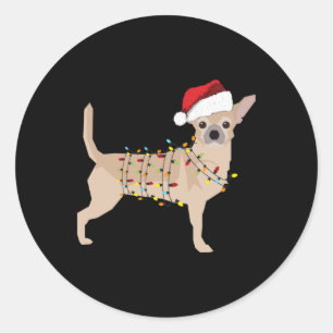 Chihuahua Holiday Weihnachtslicht Runder Aufkleber