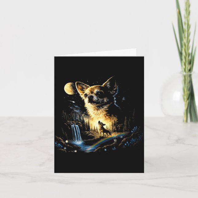 Chihuahua howling to the moon vintage funny karte (Vorderseite)
