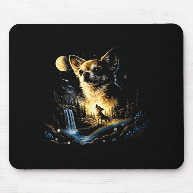 Chihuahua howling to the moon vintage funny mousepad (Vorne)