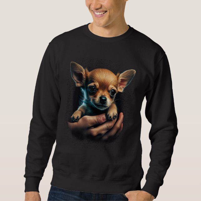 Chihuahua Hug Puppy  Cute Dog Love Sweatshirt (Vorderseite)
