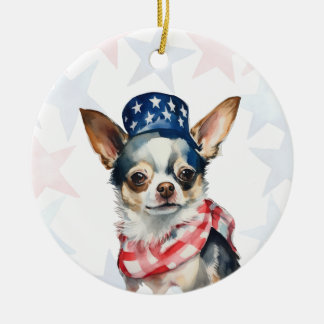 Chihuahua Hund, 4. Juli Personalisiert Keramik Ornament