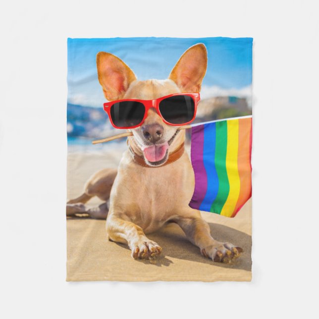 Chihuahua Hund am Strand Fleecedecke (Vorderseite)