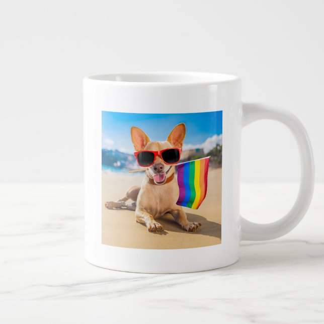 Chihuahua Hund am Strand Jumbo-Tasse (Rechts)