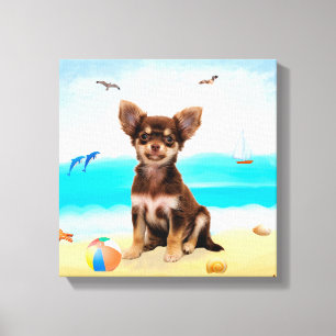 Chihuahua-Hund am Strand Leinwanddruck