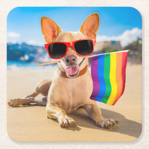 Chihuahua Hund am Strand Rechteckiger Pappuntersetzer