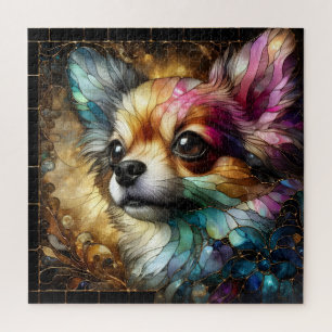 Chihuahua-Hund aus gefestigtem Glas, lebhaft abstr Puzzle