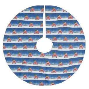 Chihuahua Hund Autofahren Auto im Schnee Weihnacht Polyester Weihnachtsbaumdecke