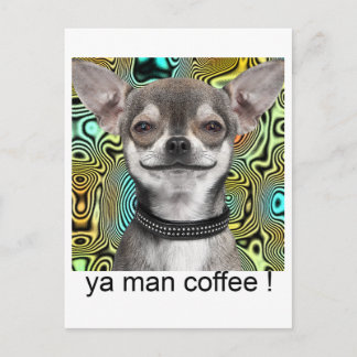 Chihuahua-Hund, der für Kaffee lächelt Postkarte