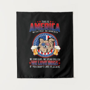 Chihuahua Hund dieses Amerika 4. Juli Wandteppich
