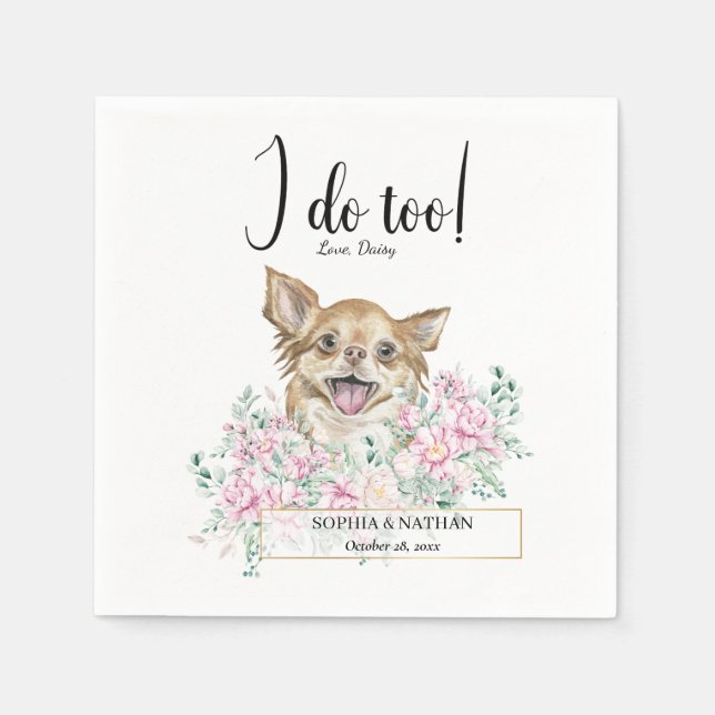 Chihuahua Hund Hochzeitcocktail Napkins Serviette (Vorderseite)