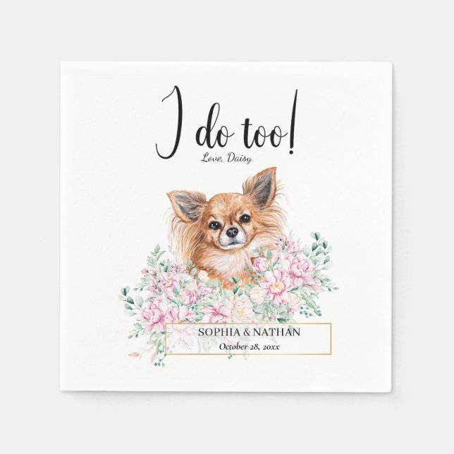 Chihuahua Hund Hochzeitcocktail Napkins Serviette (Vorderseite)