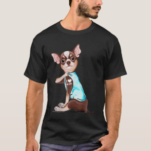 Chihuahua Hund Ich liebe Mama Tätowierter Hund Mut T-Shirt