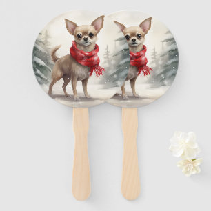Chihuahua-Hund im Schnee Weihnachten  Fächer
