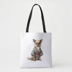 Chihuahua Hund in japanischer Kimono Robe Illustra