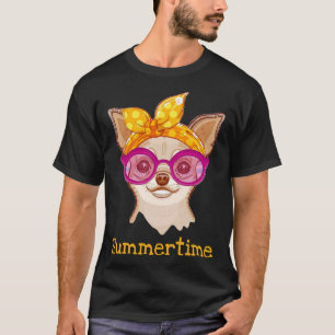 Chihuahua Hund in Mode-Headband und Brille T-Shirt