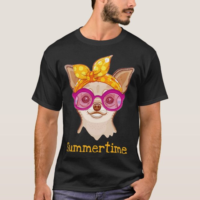 Chihuahua Hund in Mode-Headband und Brille T-Shirt (Vorderseite)