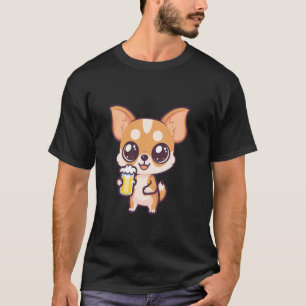 Chihuahua-Hund mit Bier-Comic Lustige Party T-Shirt