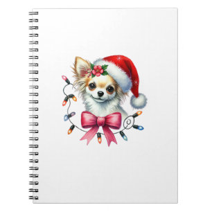 Chihuahua Hund mit Coquette Bow Weihnachtsmatte Notizblock