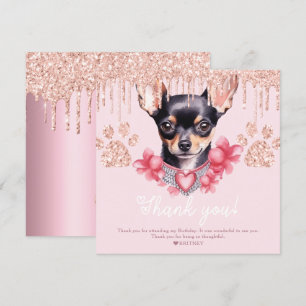 Chihuahua Hund mit Glitzer Birthday Party Dankeskarte