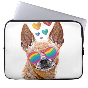 Chihuahua-Hund mit Herzen Valentinstag Laptopschutzhülle