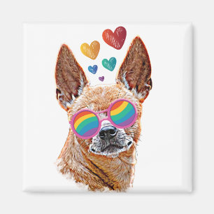 Chihuahua-Hund mit Herzen Valentinstag Magnet