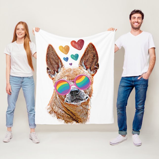 Chihuahua Hund mit HerzValentinstag Fleecedecke (Beispiel)