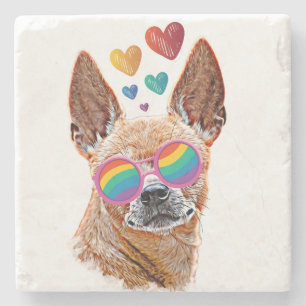 Chihuahua Hund mit HerzValentinstag Steinuntersetzer