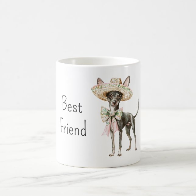 Chihuahua-Hund mit Hut bester Freund   Kaffeetasse (Mittel)