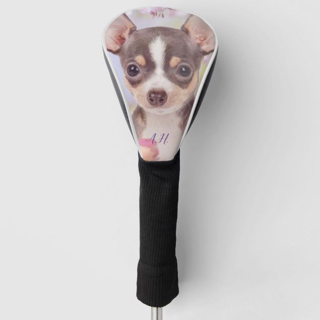 Chihuahua Hund mit Monogramm Golfkopf Golf Headcover (Vorderseite)
