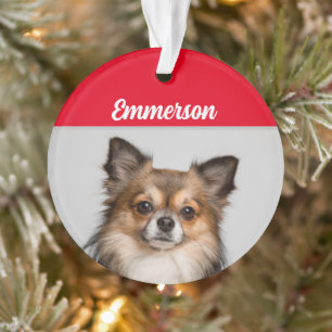 Chihuahua Hund mit Namen und Foto Orna Ornament