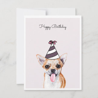 Chihuahua Hund mit Party Hat Card