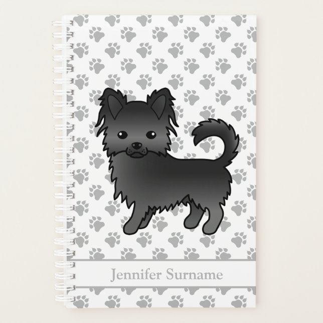 Chihuahua-Hund mit schwarzem Coat und benutzerdefi Planer (Vorderseite)
