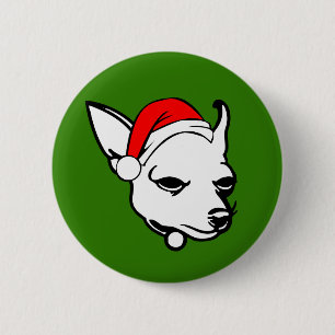 Chihuahua Hund mit Weihnachtszeit-Weihnachtsmannmü Button