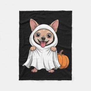 Chihuahua-Hund mit weißem Geisterkostüm Hund Fleecedecke