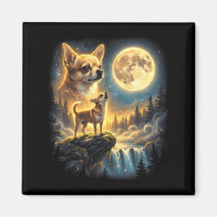 Chihuahua-Hund mondhelle Nacht Kunst Chihuahua heu Magnet