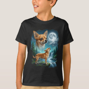 Chihuahua-Hund mondhelle Nacht Kunst Chihuahua heu T-Shirt