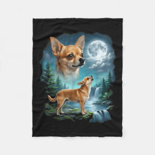 Chihuahua-Hund Mondnacht Kunst Chihuahua heult Fleecedecke