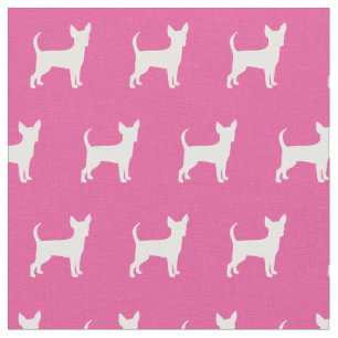 Chihuahua Hund Silhouette Pink Stoff