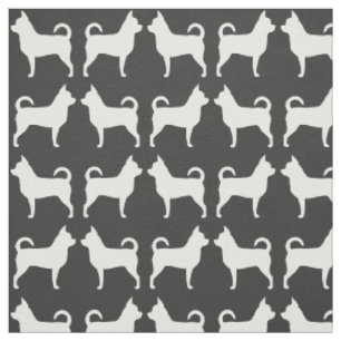 Chihuahua-Hund Silhouetten Grau-Weiß-Muster Stoff