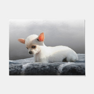 Chihuahua Hund Sitting Dog Portrait Art Malerei Fußmatte