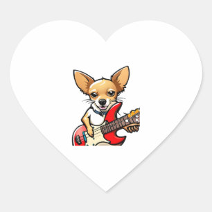 Chihuahua Hund spielt die elektrische Gitarre. Vec Herz-Aufkleber