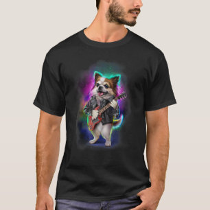 Chihuahua-Hund spielt elektrische Gitarre in Galax T-Shirt
