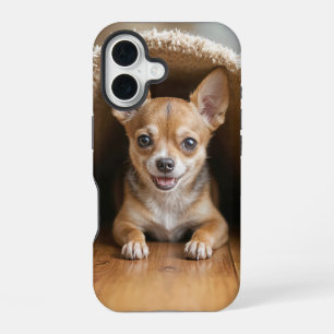Chihuahua-Hund unter einem Teppich iPhone 16 Hülle