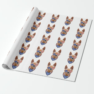 Chihuahua Hund USA Amerikanischer Unabhängigkeitst Geschenkpapier