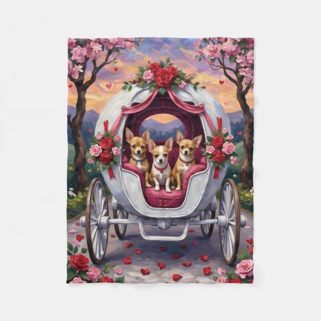 Chihuahua-Hund Valentinstag Fleecedecke (Vorderseite)