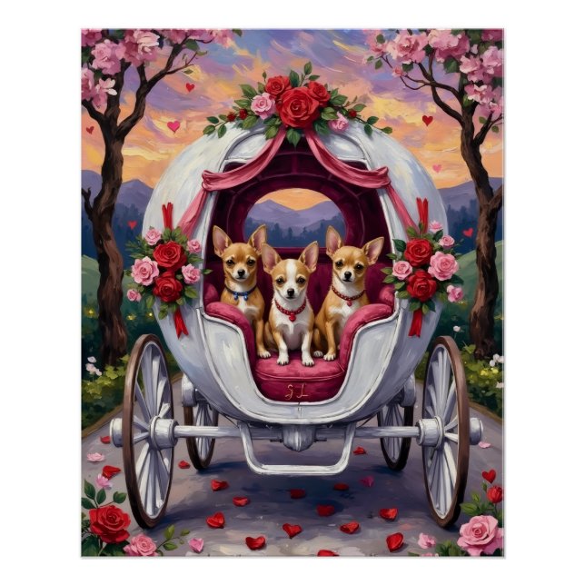 Chihuahua-Hund Valentinstag Poster (Vorderseite)
