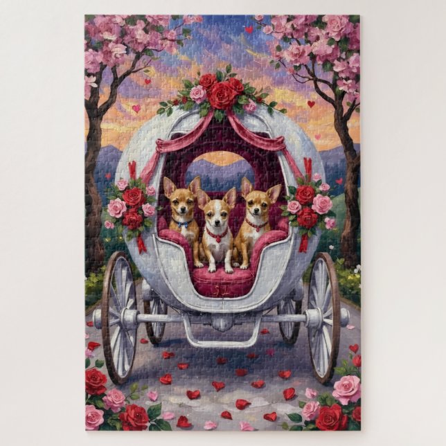 Chihuahua-Hund Valentinstag Puzzle (Vertikal)