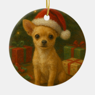 Chihuahua-Hund-Weihnachtsdekoration Keramik Ornament