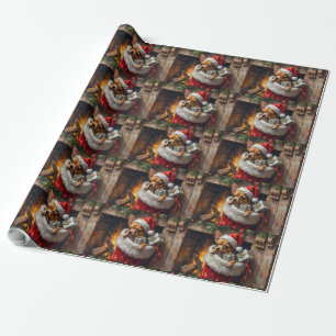 Chihuahua-Hund-Weihnachtsstrumpf-Überraschungskuns Geschenkpapier